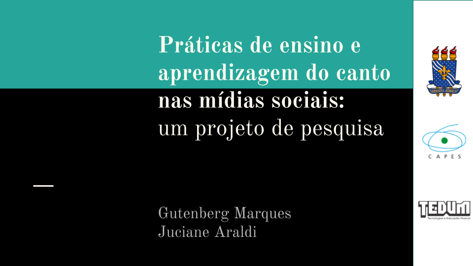 Práticas de ensino e aprendizagem do canto nas mídias sociais: um projeto de pesquisa